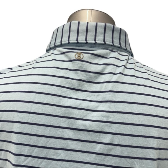 Stitch Men's Blue Striped Polo Golf Shirt Short Sleeve preppy soft - Picture 4 of 8